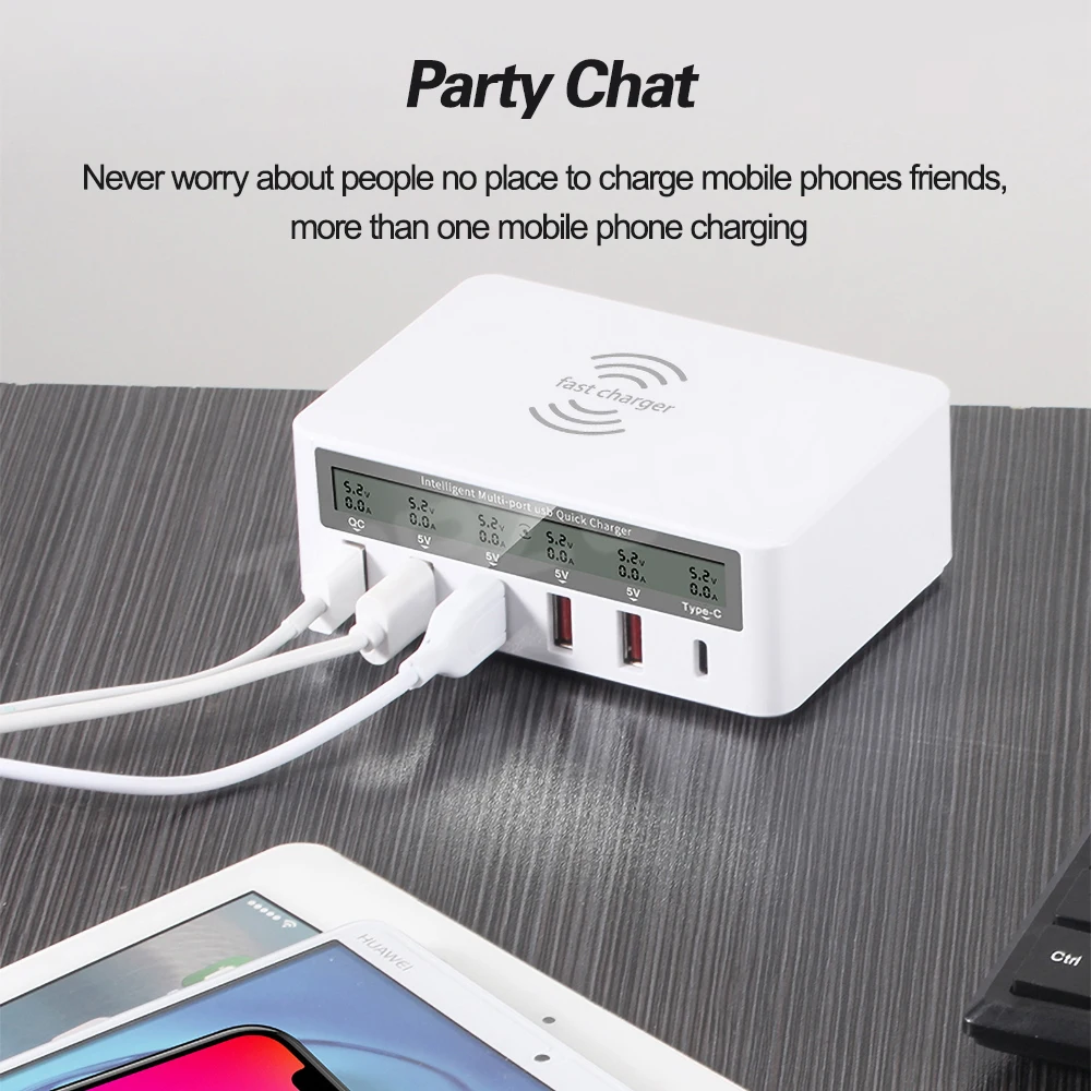 wireless quick charge 3 0 usb phone charger 6 ports fast charging usb charger adapter station with lcd voltage current display free global shipping