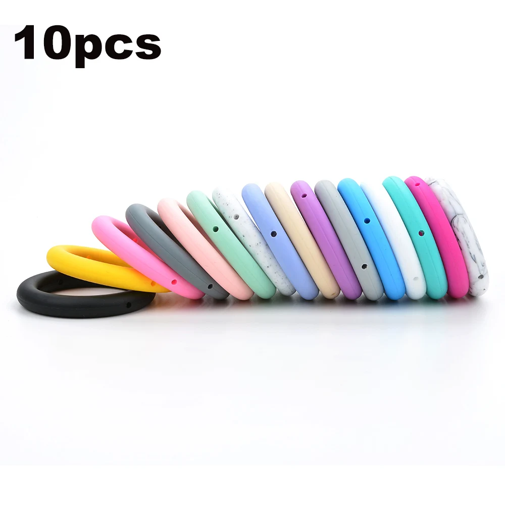 LOFCA 10pcs Teething Ring 65mm Silicone Beads Baby Charm Teether Necklace Pacifier Making BPA Free Food Grade Silicone Jewelry LOFCA 10pcs Teething Ring 65mm Silicone Beads Baby Charm Teether Necklace Pacifier Making BPA Free Food Grade Silicone Jewelry