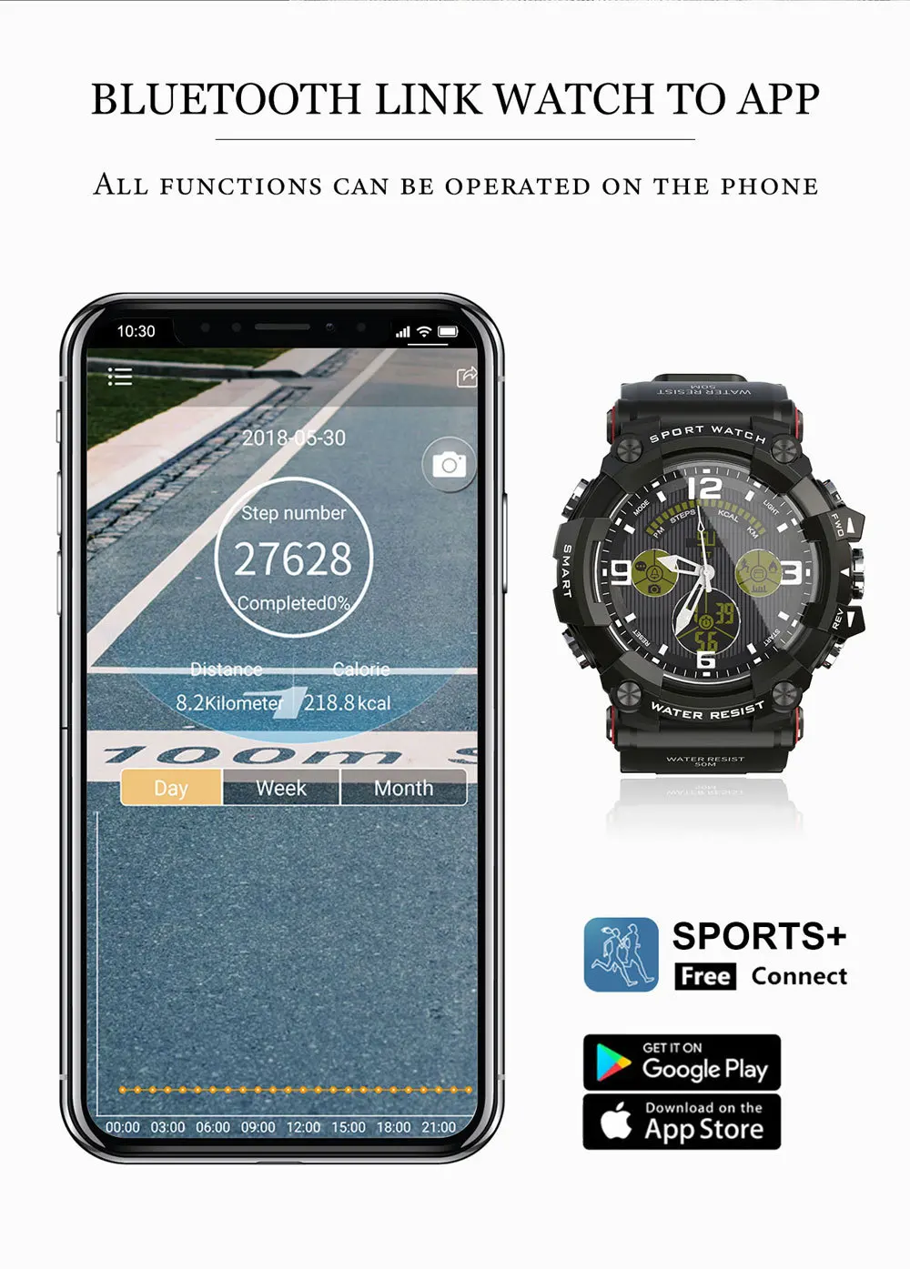 New Men's Quartz Outdoor Sports Watch Support Mobile Phone Bluetooth Pedometer Christmas Gift Birthday Gift