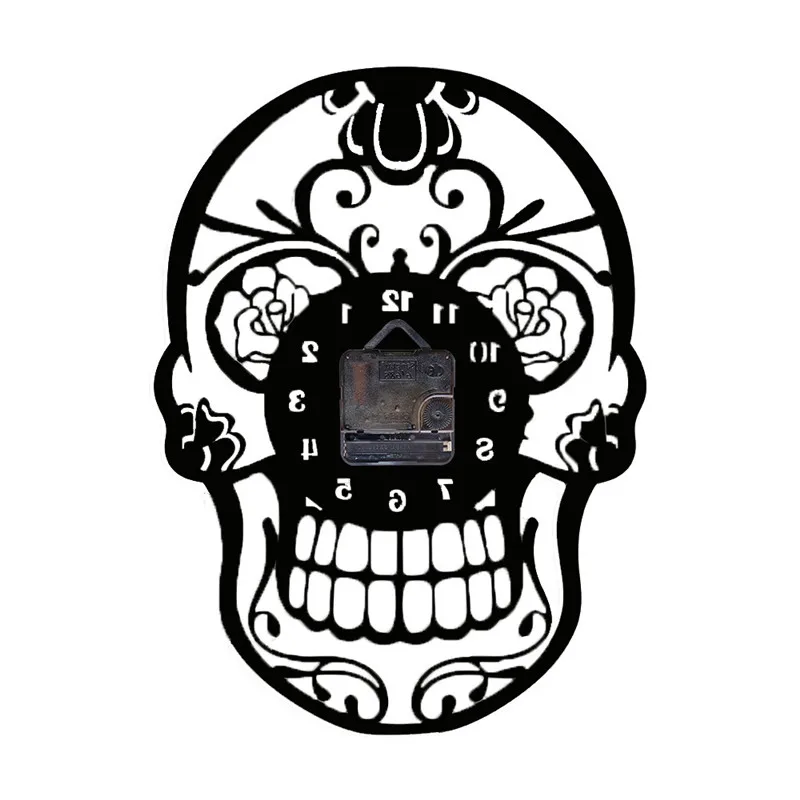skull 3D креативные акриловые зеркальные летучая мышь настенные часы домашний Декор Гостиная настенные часы ящерица Летучая мышь череп настенные часы#4l26 - Цвет: skull