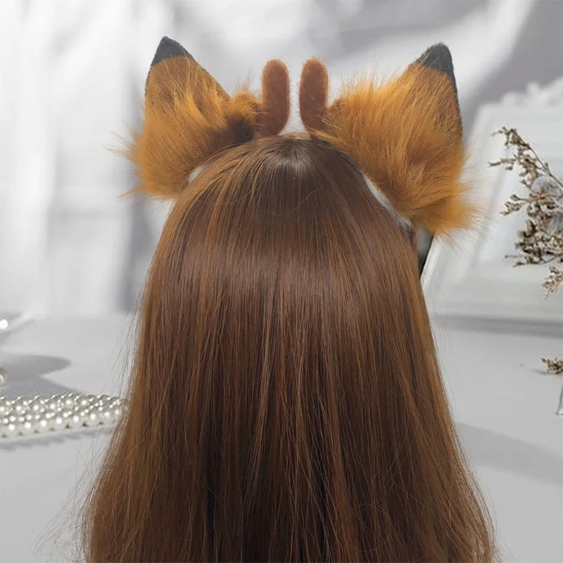 Ободок для волос Женский Регулируемый с ушками животных милый обруч оленями