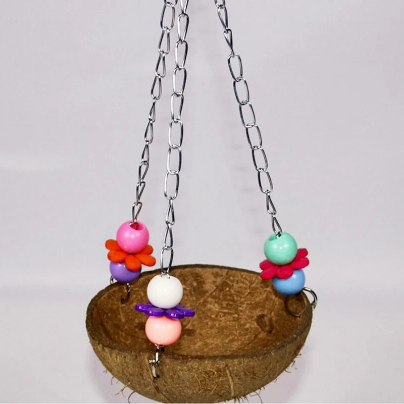 

Bird Parrot Coconut Shell Swing Nests Wire Cage Hanging Chew Toy Funny Chain Hanging Cage Pet Bird Supplies