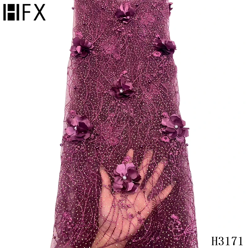 HFX африканская кружевная ткань 2020 новая французская фатиновая сетчатая с бисером