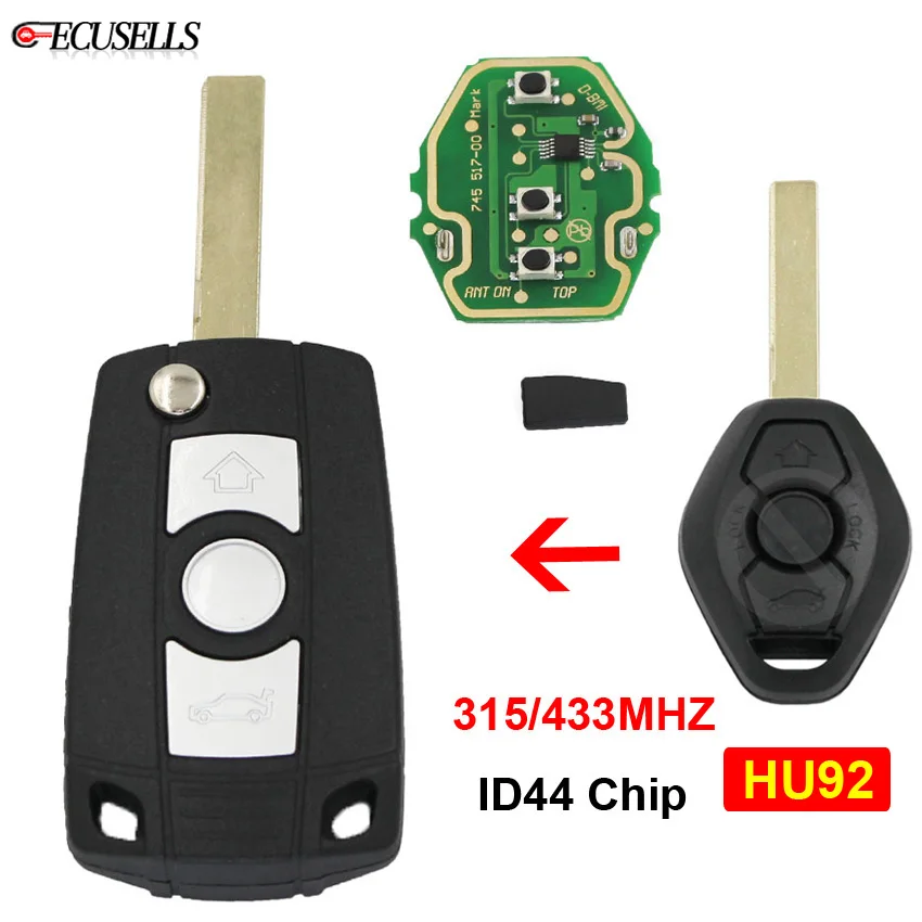 Пульт дистанционного управления для автомобиля с 3 кнопками 315 МГц/433 МГц чип ID44