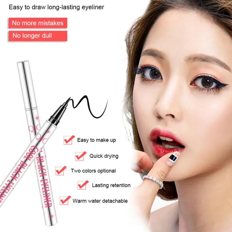 

1PC Eyeliner Liquid Waterproof Sweat-proof Long Lasting Not Blooming Makeup Quick Drying Black Eyeliner Pen For Beginner TSLM1