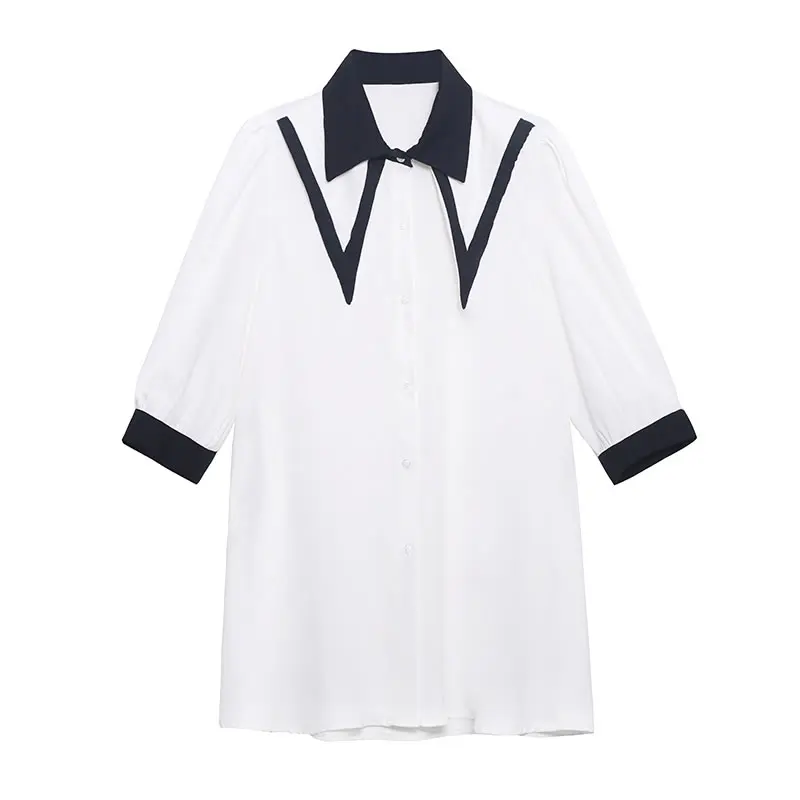 

XITAO Patchwork Blouse Fashion New Women Pullover Goddess Fan Casual Style 2021 Summer Goddess Fan Loose Shirt Top LDD1241