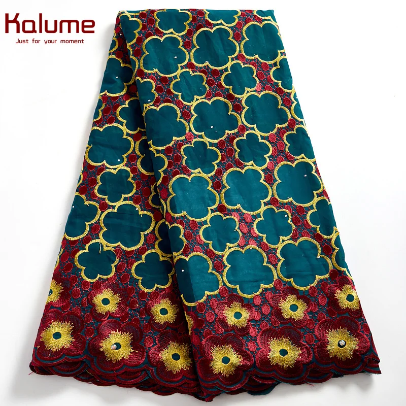 

Kalume African Cotton Lace Fabric 2021 Nigerian Swiss Voile Lace Fabric Stones Embroidey High Quality For Diy Sew Wedding F2540