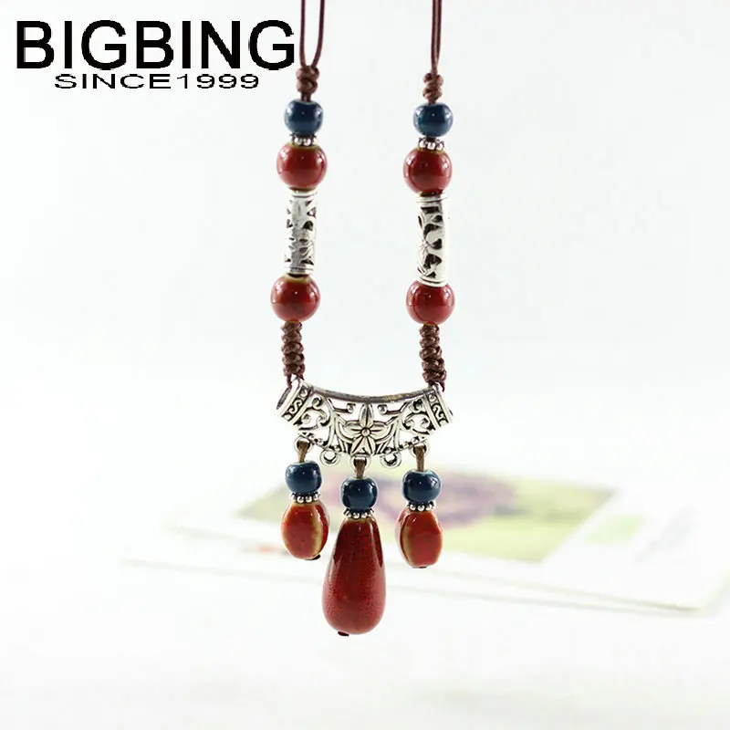 Y047 BIGBING модное ювелирное изделие серебряного цвета полые цветы керамические бусы