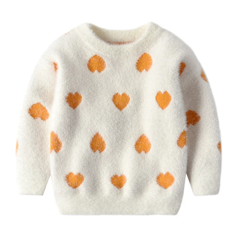 Свитер для маленьких девочек зимняя одежда цветочный узор Имитация норка свитер