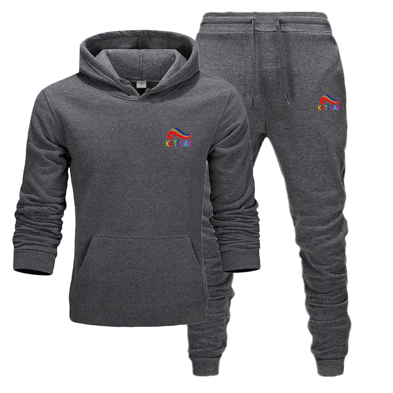 dark gray suits Бренд, весенние спортивные костюмы, милые и забавные модные хип-хоп толстовки+ штаны, спортивные костюмы, катсуаки, повседневные мужские спортивные комплекты - Цвет: dark gray suits
