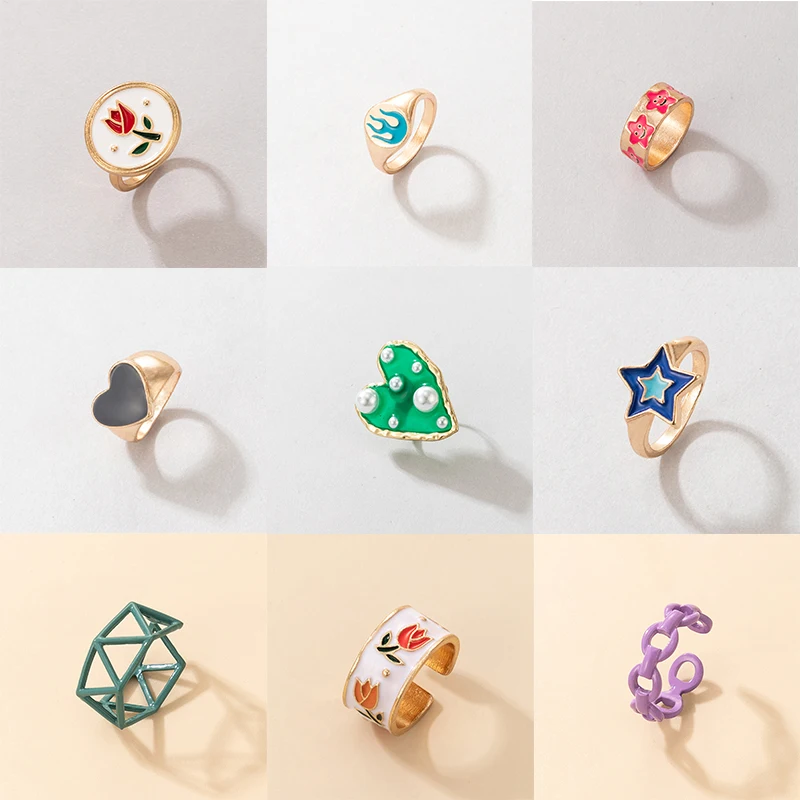 Кольцо docona в богемном стиле женское, Ювелирное Украшение в форме сердца, открытое цветное кольцо со звездой и пламенем с распылителем, вечерняя бижутерия