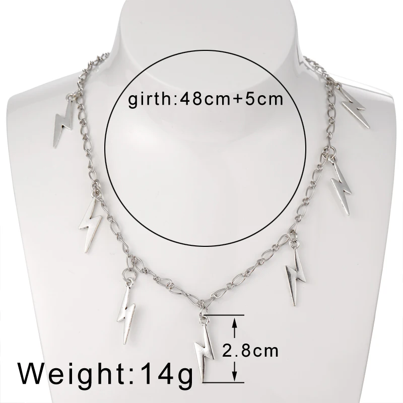 

New Lightning Pendant Choker Men's Hip Hop Party Locomotive Accessories Necklace Silver Color Gift For Girlfriend Punk Jewelry