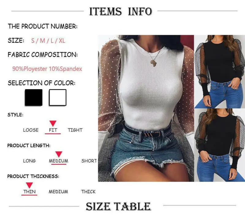 

2019 Fashion Mesh Puff Sleeve Bodysuit Autumn Women Ladies Casual Sexy Tops Women Clothes