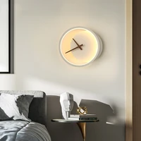 nordic wall lamp living room modern minimalist bedroom bedside lamp personality restaurant mute clock modeling lights home deco