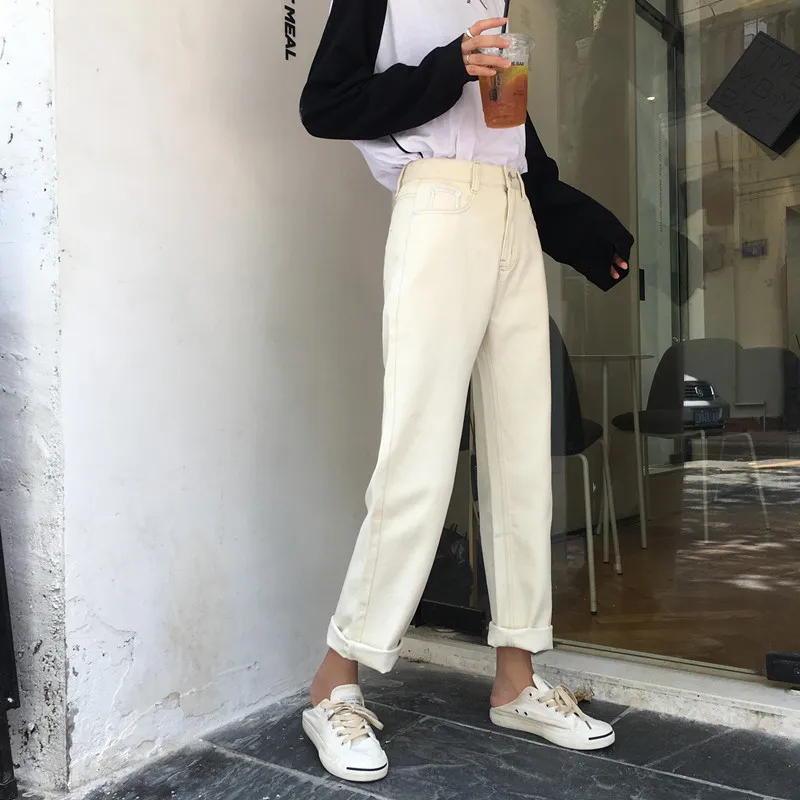 Джинсы женские шикарные свободные Простые повседневные универсальные в