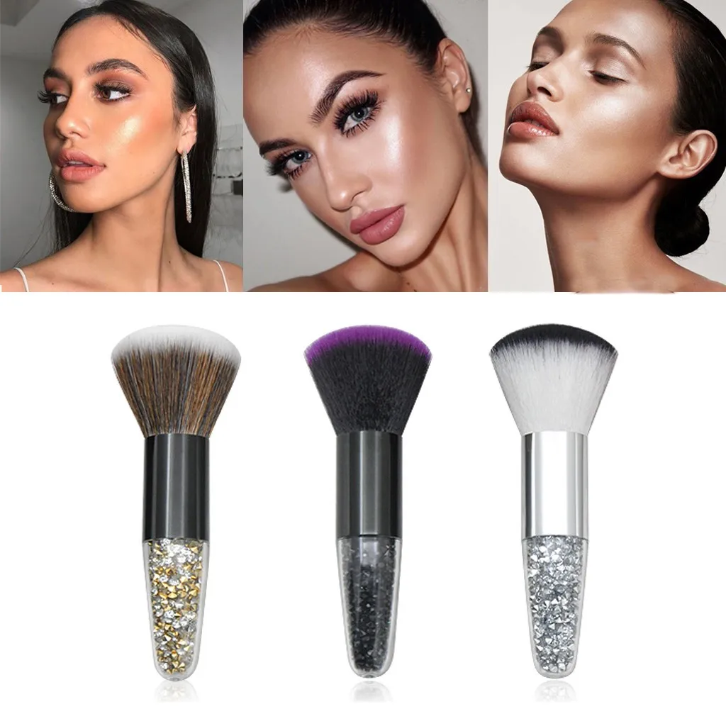 

Single Tapered Crystal Diamond Grain Transparent Handle Blush Brush Makeup Tool