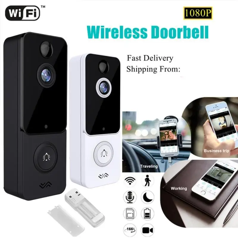 

T9 IP67 Weatherproof Smart Video Doorbell Camera WIFI 1080P Visual Intercom Night Vision IP Door Bell PIR Wireless Cameras