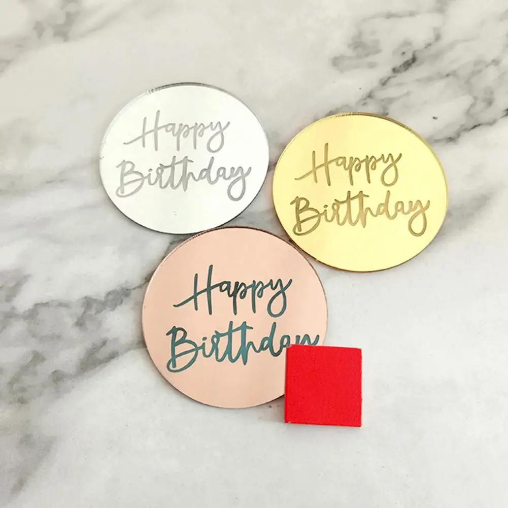 

10Pcs Cupcake Toppers Healthy Nice-looking Lightweight Happy Birthday Circle Cake Topper Decorations for Party Cake Decorations