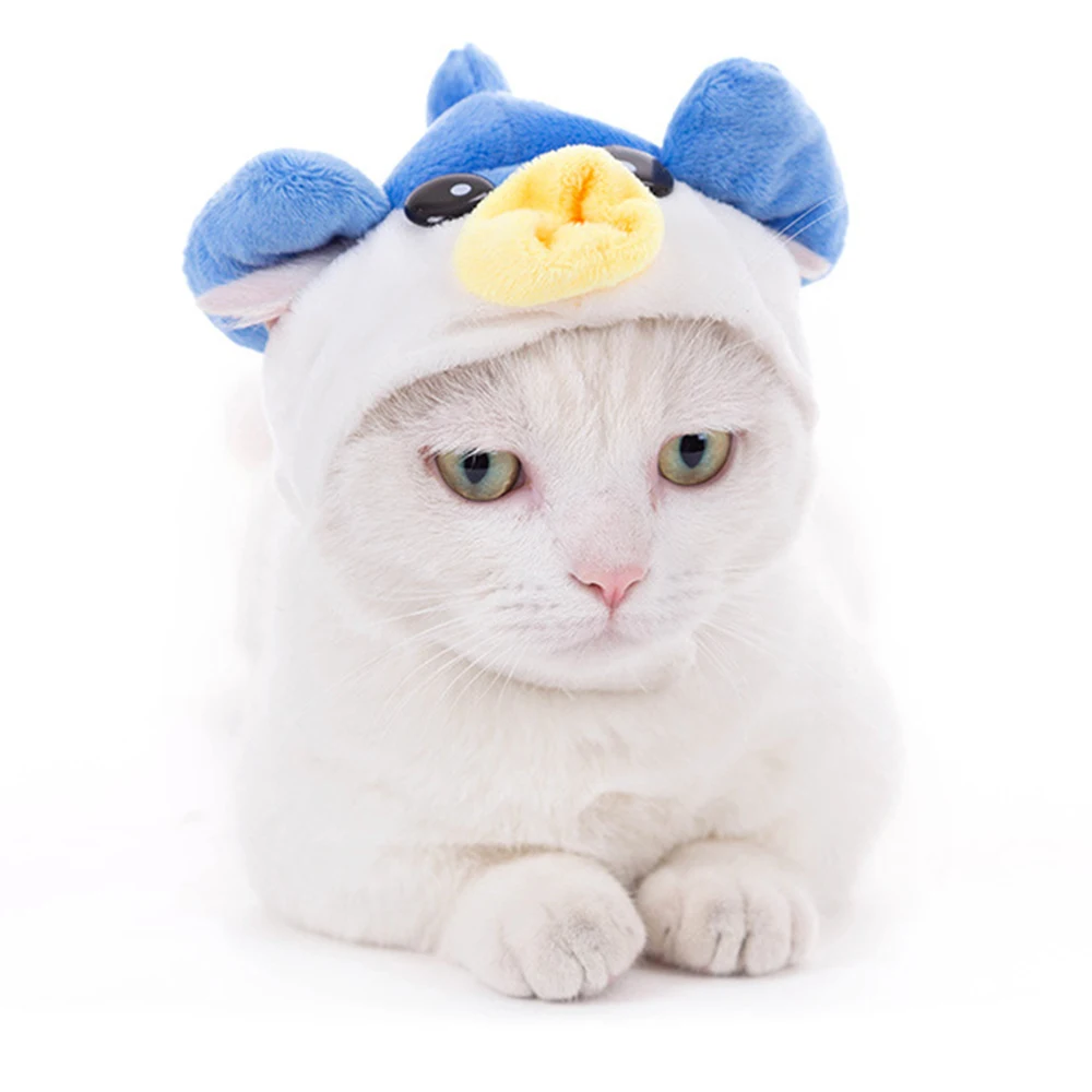 

Pet Cat Dog Headgear Cartoon Style Soft Double-sided velvet Hat Warm Cap Headband For Winter Suitable For Small Cats or Dogs