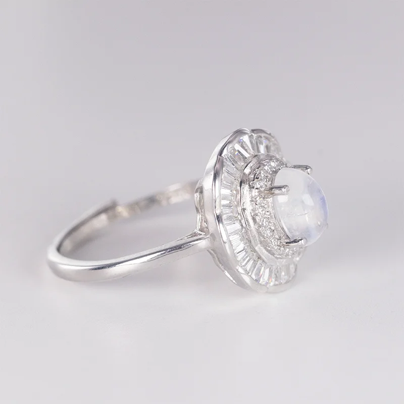 Кольцо из серебра 925 пробы с синей Луной и камнем 5 х7 мм|Кольца| |