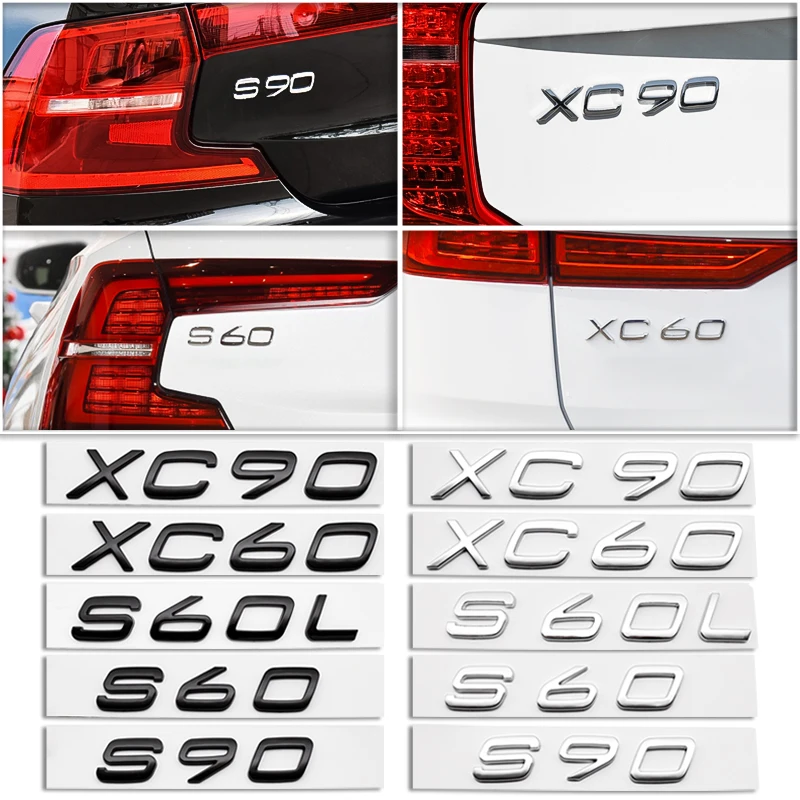 Car Sticker Silver Black 3D Letters Emblem Digital Number DIY Styling Metal Chrome For Volvo xc90 s60L xc60 s60 s90 | Автомобили и