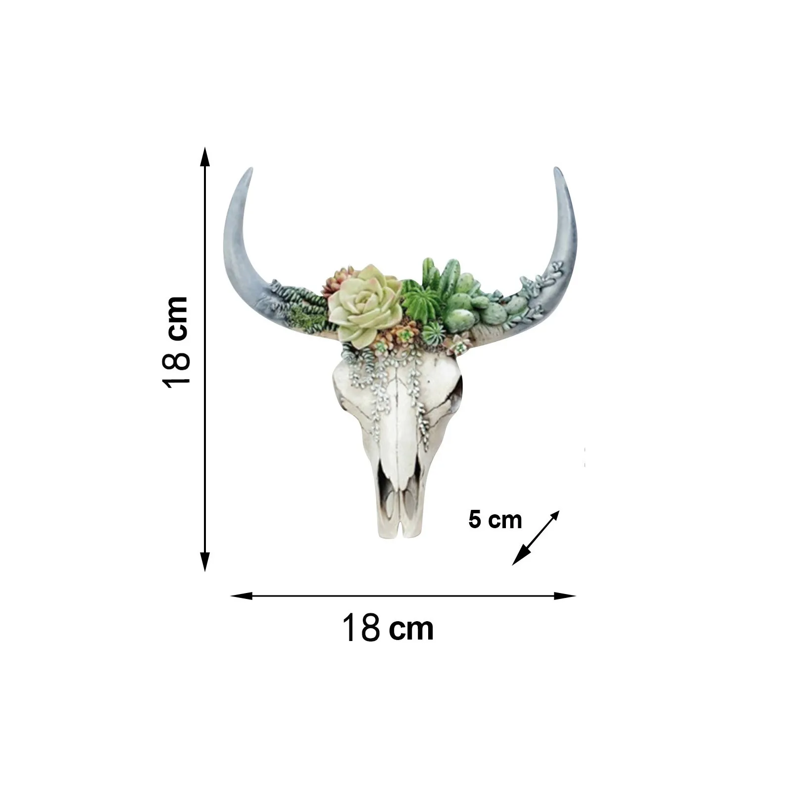 Resin Succulents Cow Skull Wall Pendant Flower Rose White Ox Head Resin Pendant European American Home Garden Decorations images - 6