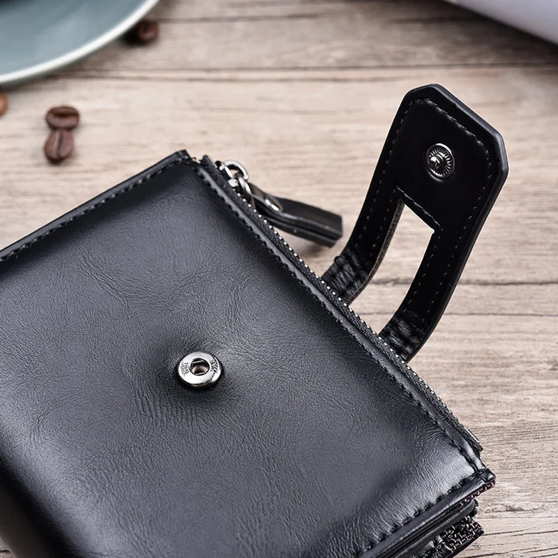 

Men Wallets 2020 Fashion Men PU Leather Wallet Purse With Double Zipper Design For Bank Cards Money Purse Male Billetera Hombre