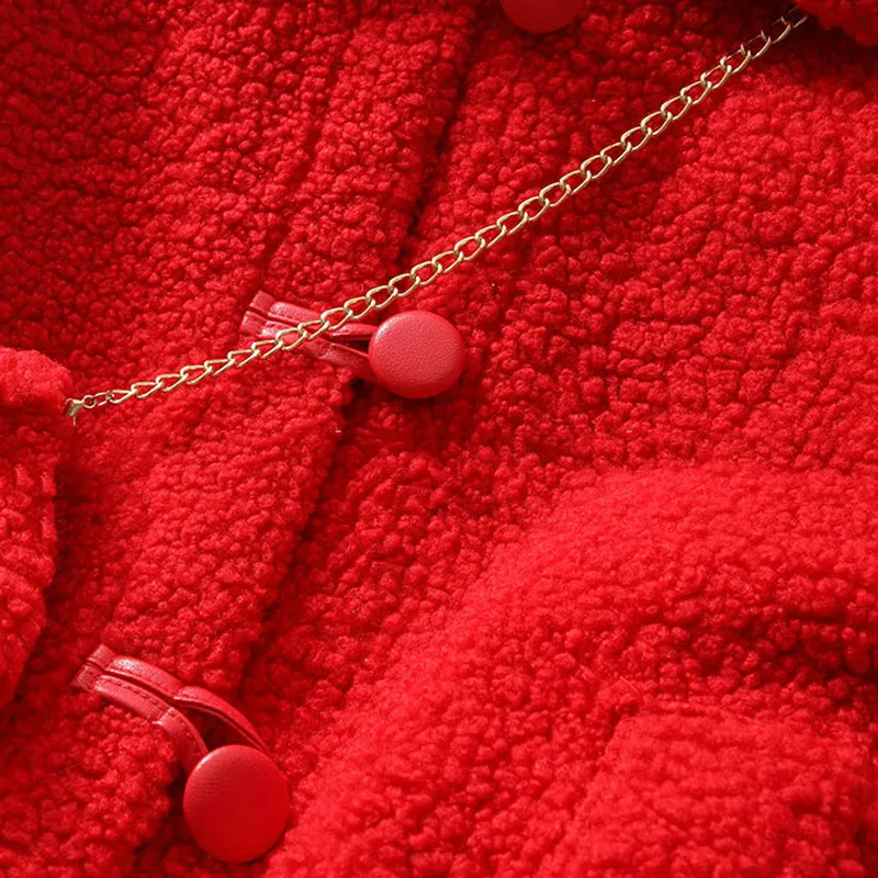 

Short Style Parkas Womens Lambswool Sweet Single Breasted Students Cute Autumn Korean All-match Loose Leisure Chic Fashion New