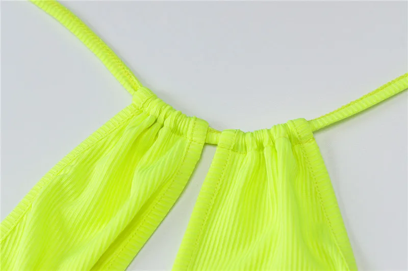 

CHRONSTYLE Sexy Women Cut Out Halter Backless Rompers Playsuit Hollow Out Summer Night Club Neon Green Ribbed Bodycon Jumpsuits
