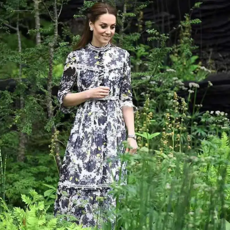 Винтажное длинное платье принцессы Kate с принтом элегантное ТРАПЕЦИЕВИДНОЕ ПЛАТЬЕ 4XL