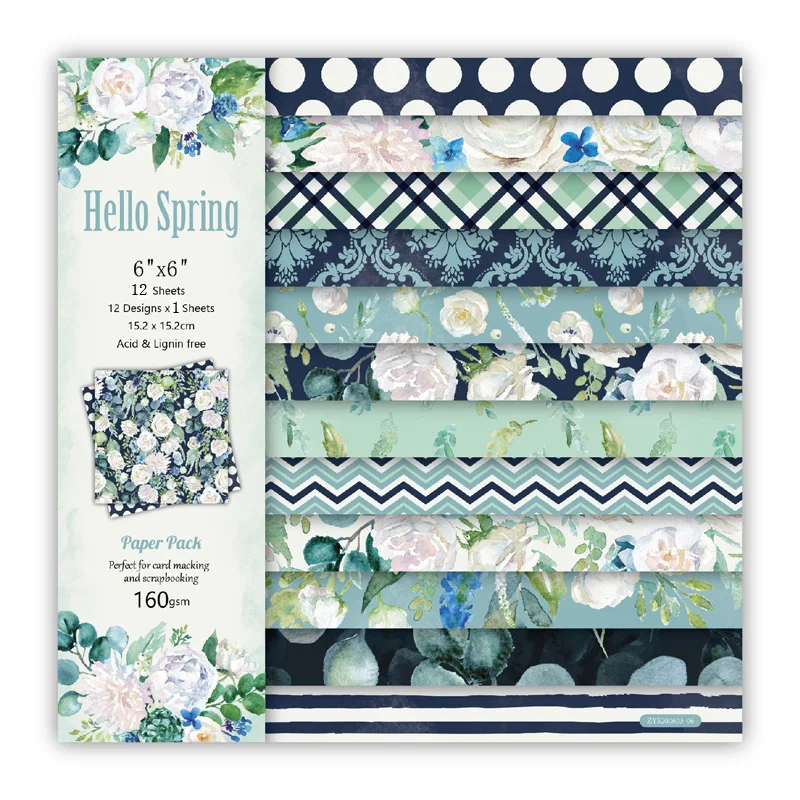 

ZFPARTY 12 листов Hello Spring скрапбукинг бумага Оригами художественная бумага для фона бумажная карточка Сделай Сам Скрапбукинг Бумага Ремесло