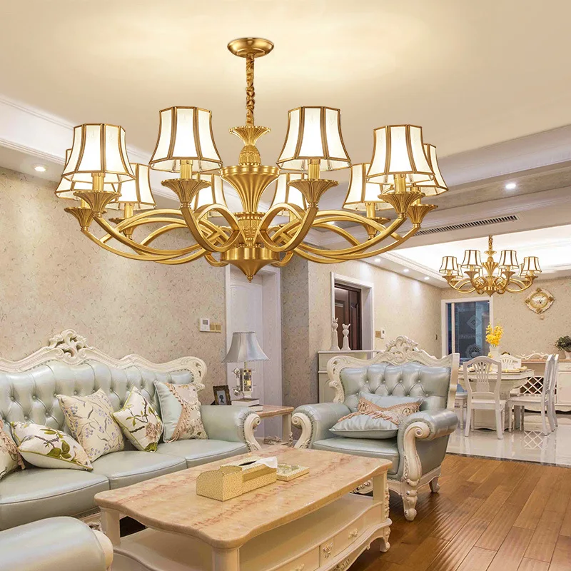 Медная люстра в европейском стиле для дома гостиной потолочные люстры