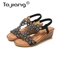 ta jiang new bohemian style rhinestone hollow wedge ladies sandals retro roman shoes summer female gladiator sandals t730 6