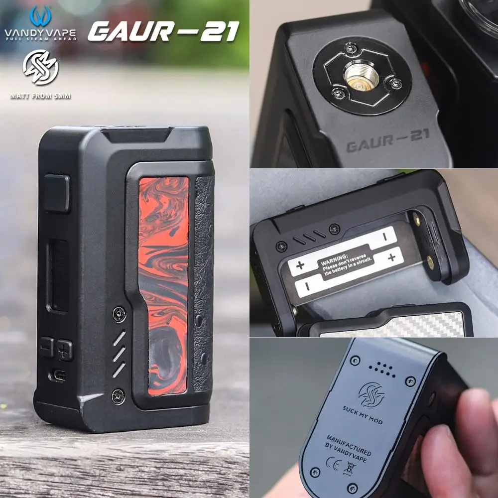 Оригинальная электронная сигарета Vandy Vape Gaur-21 Mod 200W Box MOD Vandyvape Waterproof Gaur 21 Dual 21700 TC