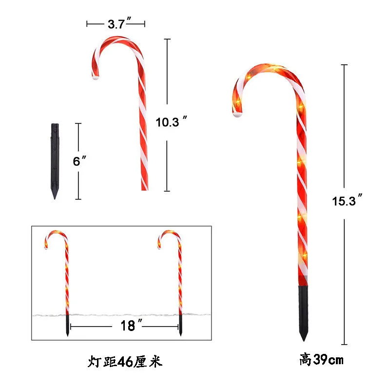 1/2/4/5 шт. на солнечных батареях карамельной трости для светильник s садовый