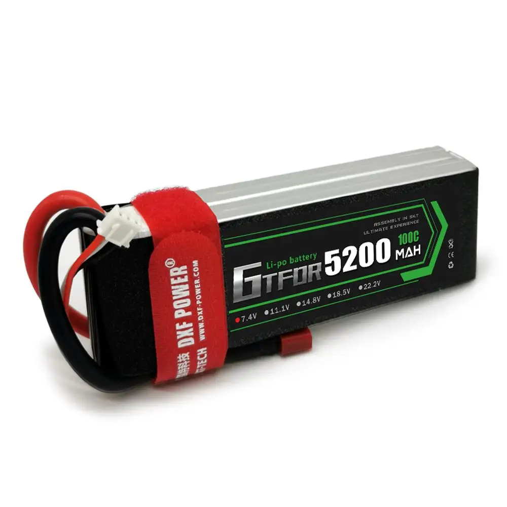 GTFDR-bater&iacute;a Lipo de 7,4 V, 5200MAH, 100C-100C, AKKU 2S, bater&iacute;a LiPo, Deans para cami&oacute;n, fpv, Dron, helic&oacute;ptero, coche, barco, todoterreno, 1/8-3