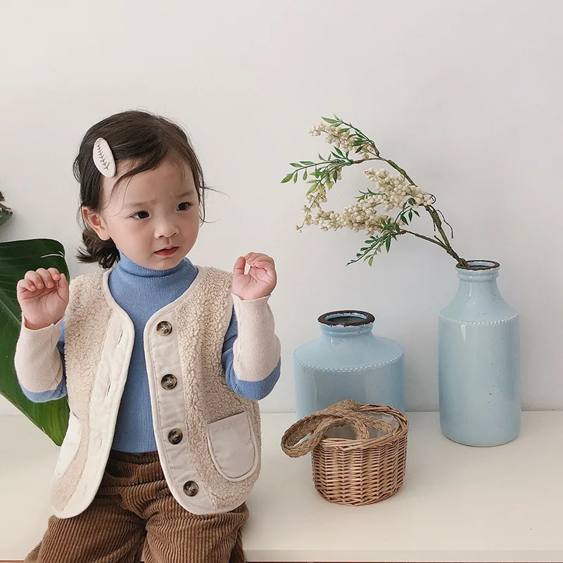 Милые модные Лоскутные Жилеты в Корейском стиле для девочек Теплые плотные