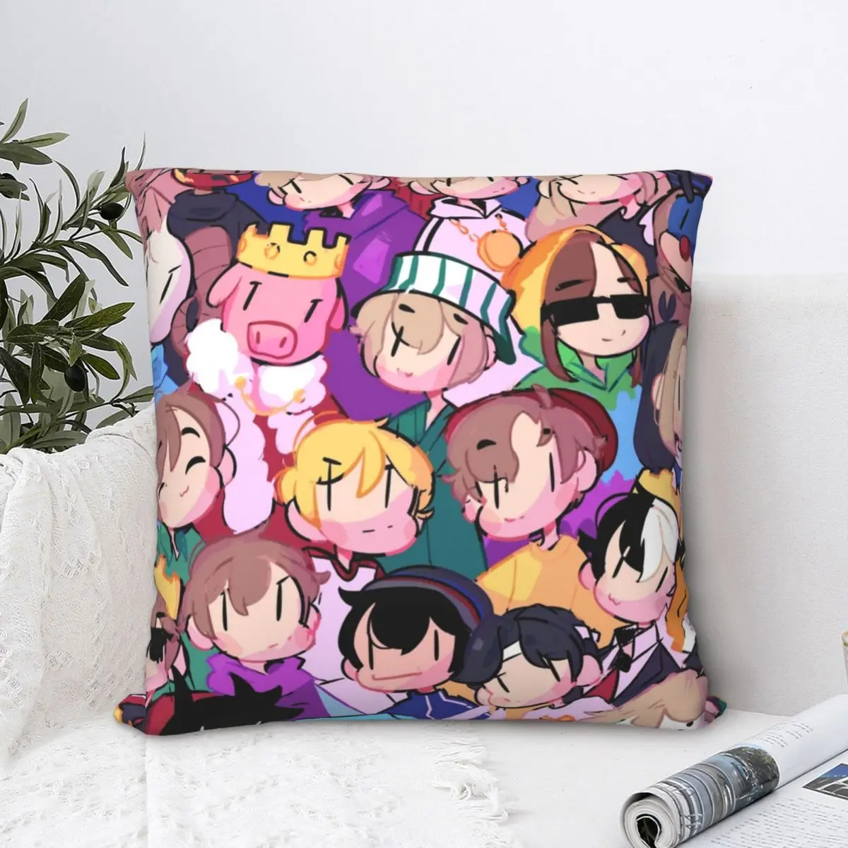 

THE DREAM SMP Square Pillowcase Cushion Cover Spoof Home Decorative Polyester for Sofa Nordic 45*45cm