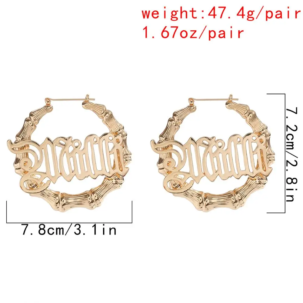 

Salircon Boho Round Circle Letter Bamboo Hoop Earrings Punk Statement Name Hoop Earring 2020 Trend Korean Jewelry Women Earrings