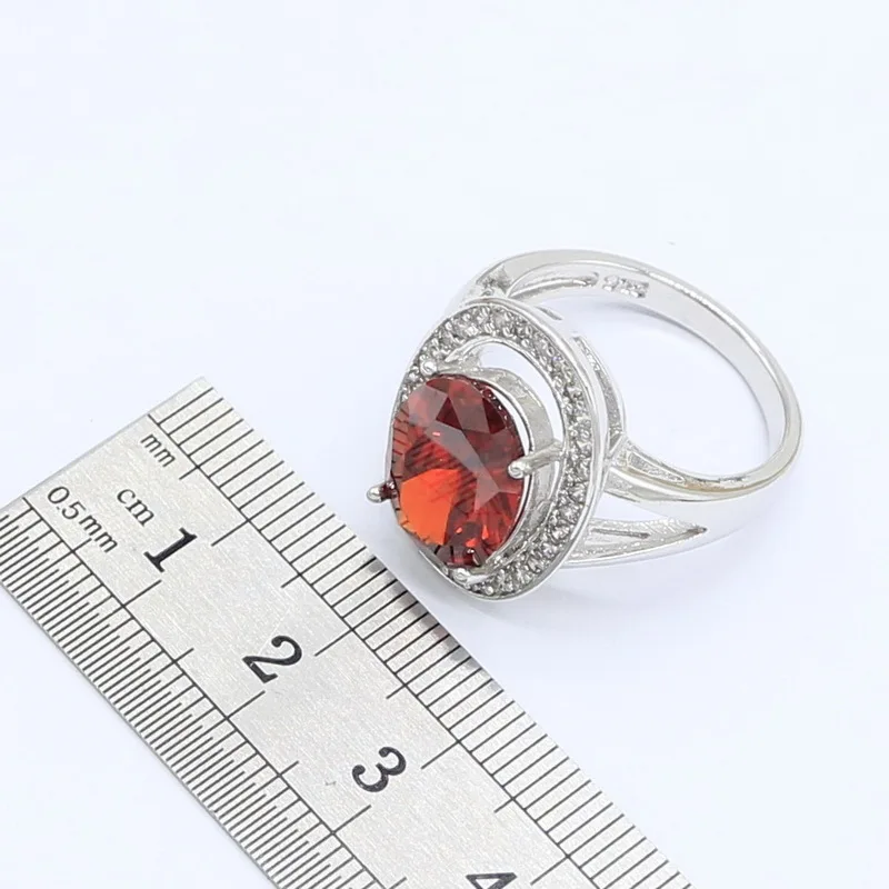 Набор украшений для женщин из красного циркония серебряного цвета ожерелье