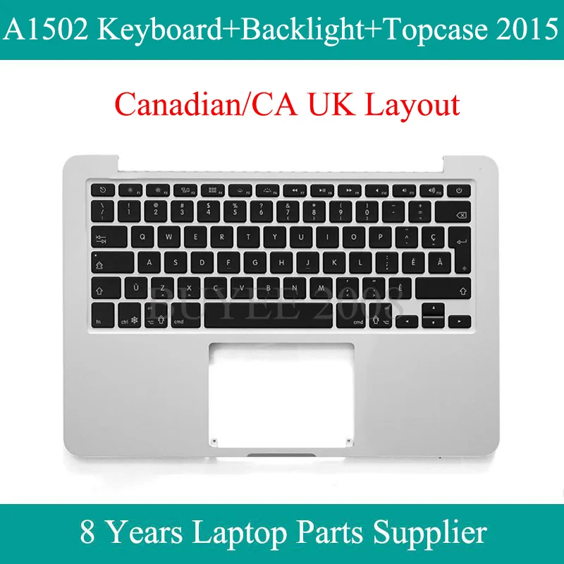 

Laptop 13.3" Notebook A1502 Topcase For Mabook Pro A1502 Canadian CA Keyboard Backlight Top Case Palm Rest Palmrest 2015 Year