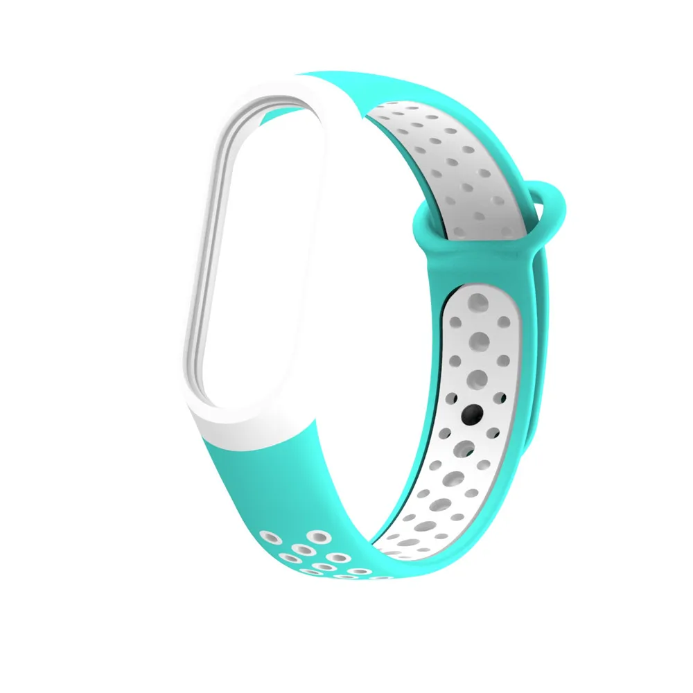 White Sky blue Для mi Band 3 4 ремешок Спортивные Силиконовые часы наручные браслет mi band 3 ремешок аксессуары браслет Смарт для Xiaomi mi 3 4 ремешок - Цвет: White Sky blue