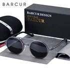 Очки солнцезащитные BARCUR Мужские поляризационные, брендовые круглые солнечные очки в стиле стимпанк, алюминиево-магниевые аксессуары для вождения