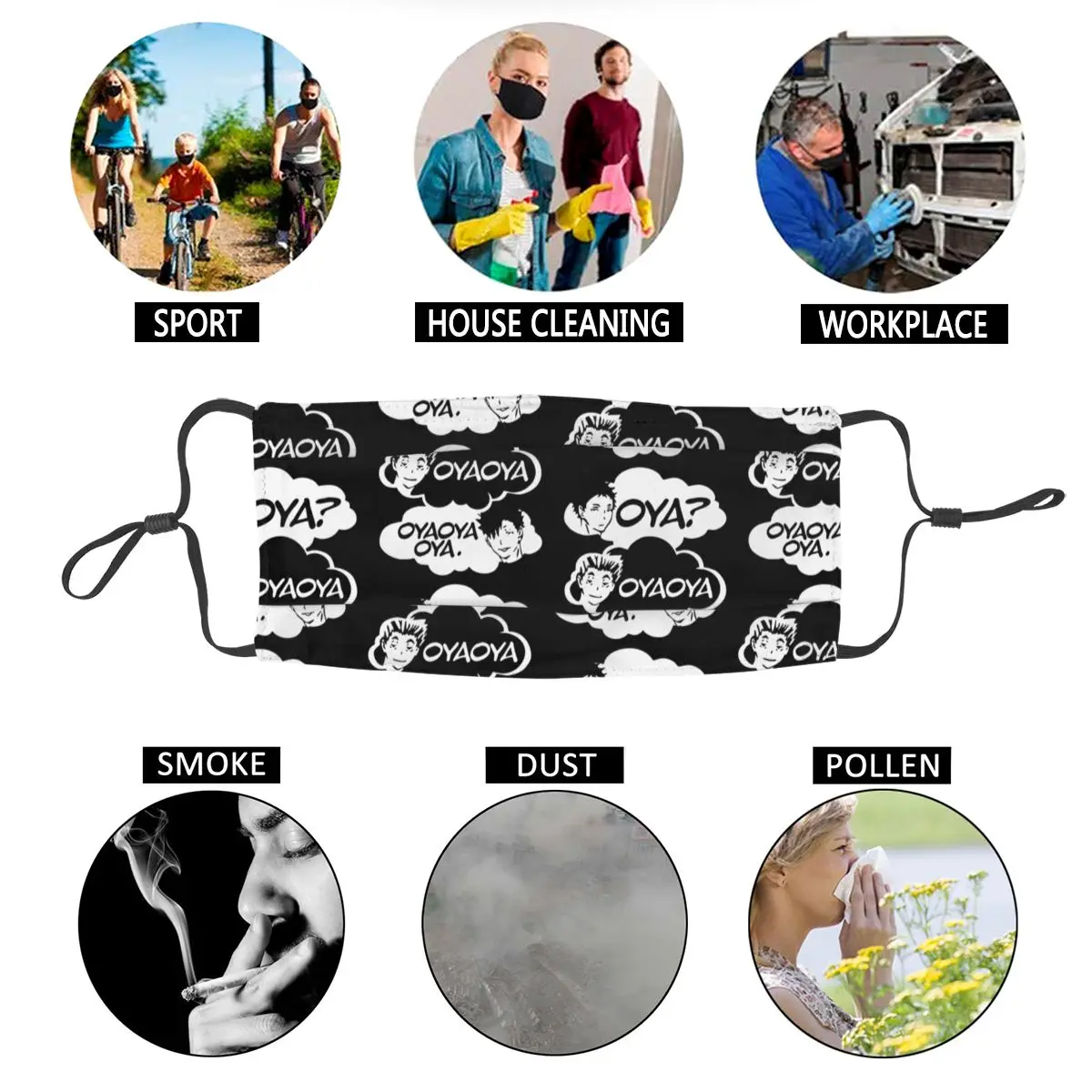 

Oya Haikyuu Reusable Mouth Face Mask Anime Hinata Manga Anti Haze Anti Dust Protection Cover Respirator Mouth Muffle