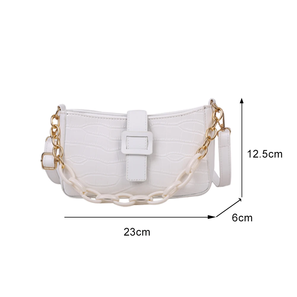 

Fashion Women Alligator PU Leather Shoulder Handbag Female Chain Money Pouch Solid Color Belt Buckle Crossbody Messenger Bags