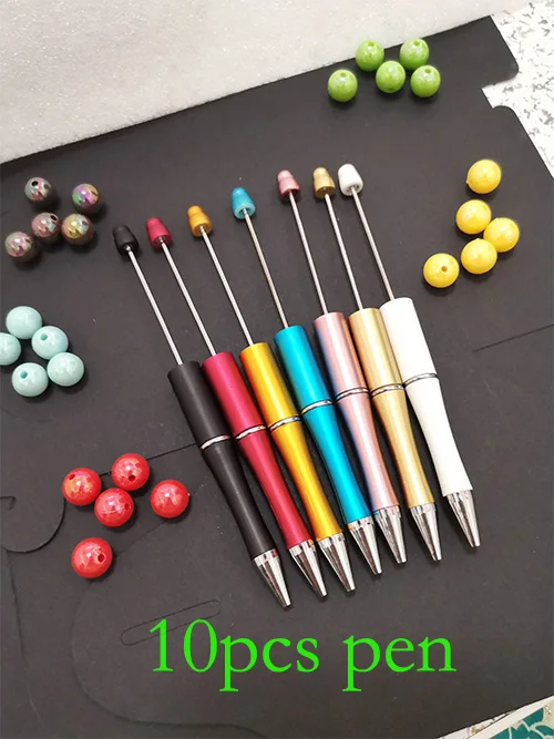 random pen 10 шт./лот, пластиковая ручка с бисером, Подарочная шариковая ручка, шариковая ручка для детей, персонализированный подарок, свадебный подарок для гостей - Цвет: random pen