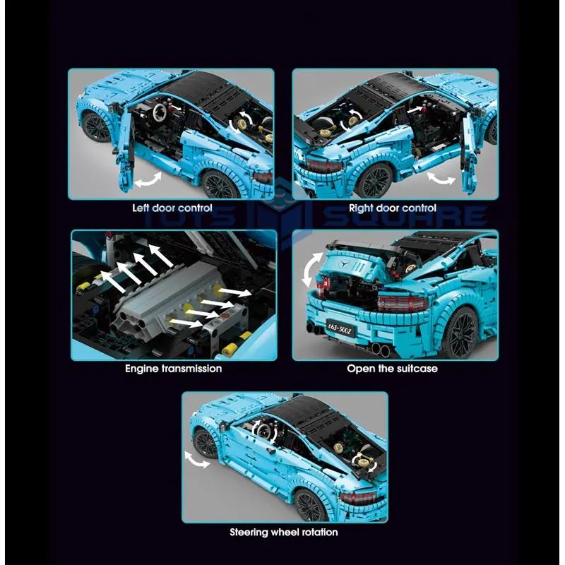 

The 1:8 Remote Control Blue C63 Super Speed Sports Racing Car Model Building Blocks Bricks Set Gifts Toys For Children