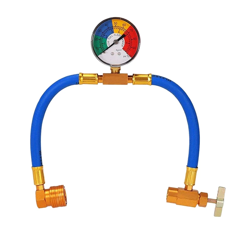 

R134A Car Ac Refrigerant Charge Hose Kit Recharge Hose With Gauge,A/C 1/2 Recharge Measuring Kit Can Tap Air Conditioning Pressu