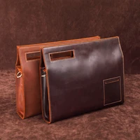 Business Briefcases Bag Men for Lawyer Vintage Crazy Horse Leather Laptop Bag Office Document Bag Mens Handbag Crossbody
