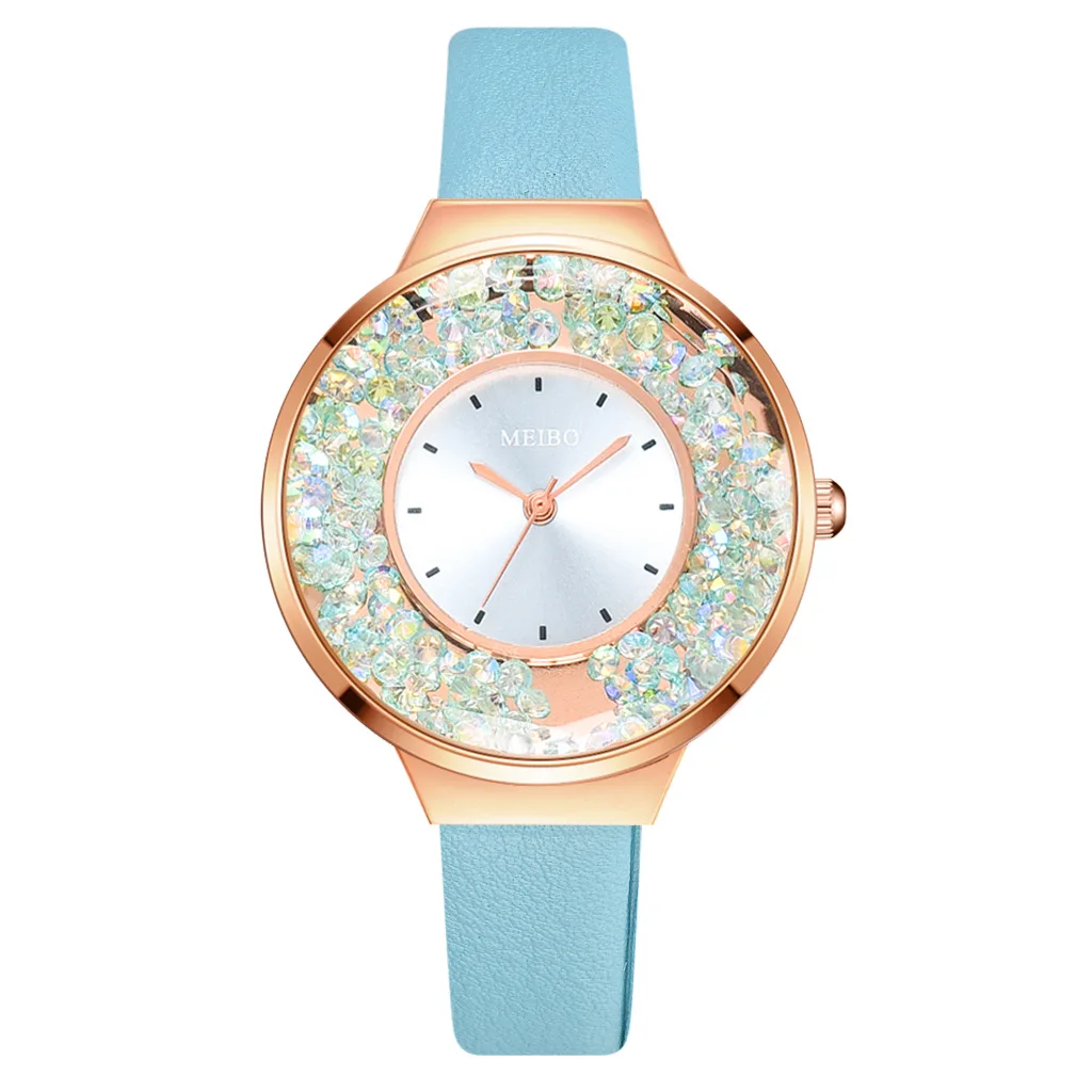 

New Arrivals Classic Women's Watch Wholesale Trend Quicksand Dial Pu Strap Quartz Wristwatch Fashion Personality Free Shipping